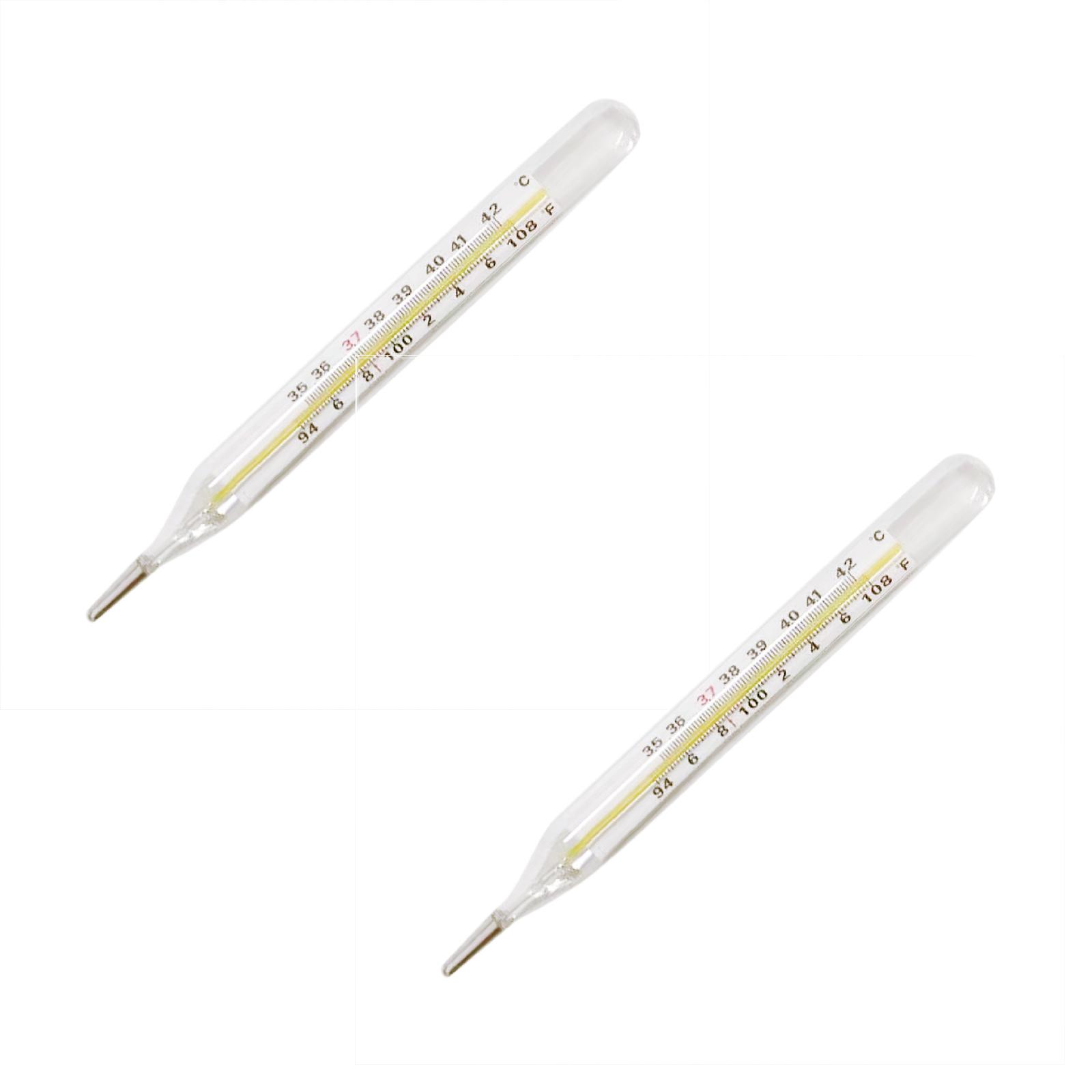 2PC Mercury-Free Dual Scale Classic Traditional Glass Accuracy Thermometer 2ml